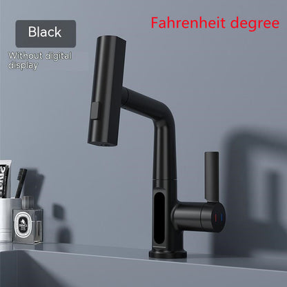 Intelligent Digital Display Faucet Pull-out Basin Faucet Temperature  Rotation