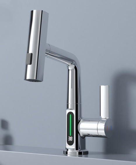 Intelligent Digital Display Faucet Pull-out Basin Faucet Temperature  Rotation