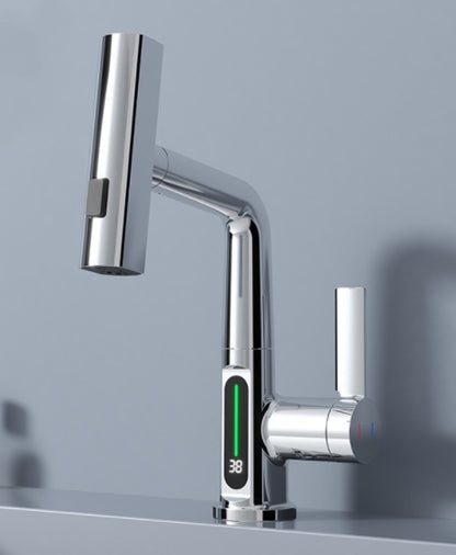 Intelligent Digital Display Faucet Pull-out Basin Faucet Temperature  Rotation