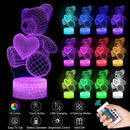 3D LED Acrylic Lamp  USB - Teddy Bear with Heart