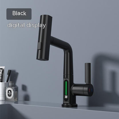 Intelligent Digital Display Faucet Pull-out Basin Faucet Temperature  Rotation