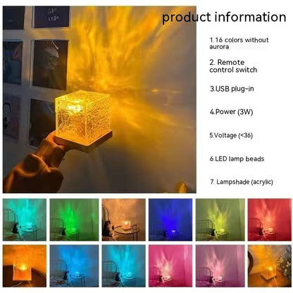 16 Colors LED Water Ripple Ambient Night Light USB