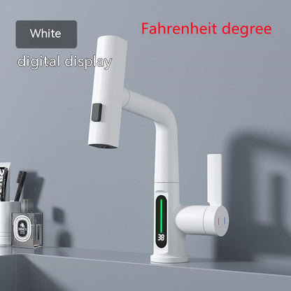 Intelligent Digital Display Faucet Pull-out Basin Faucet Temperature  Rotation