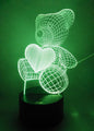 3D LED Acrylic Lamp  USB - Teddy Bear with Heart