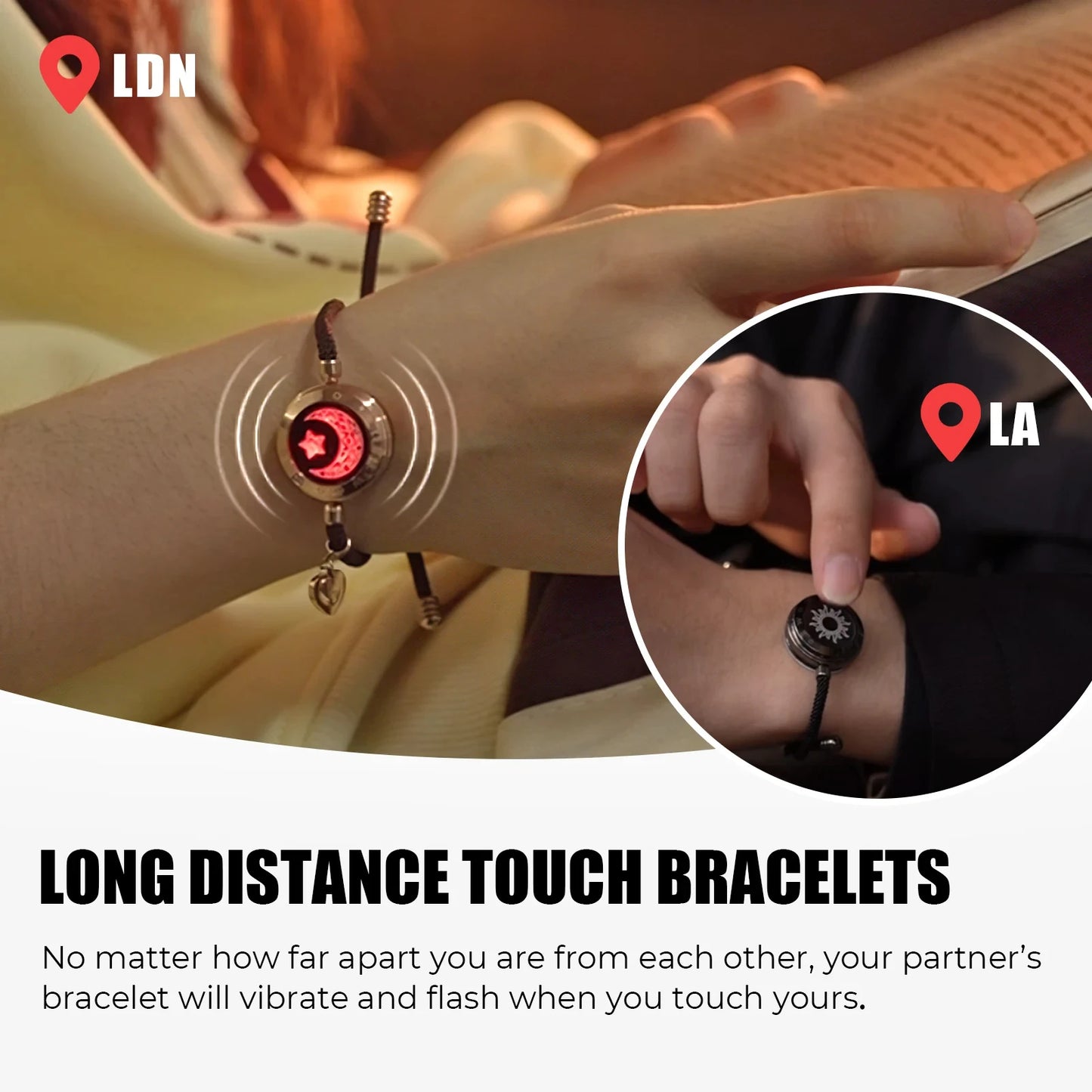 TOTWOO Long Distance Touch Bracelets and  Light Up&Vibration 